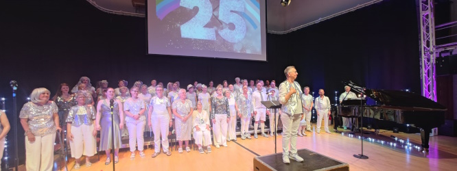 Gay Abandon on stage at their 25th anniversary