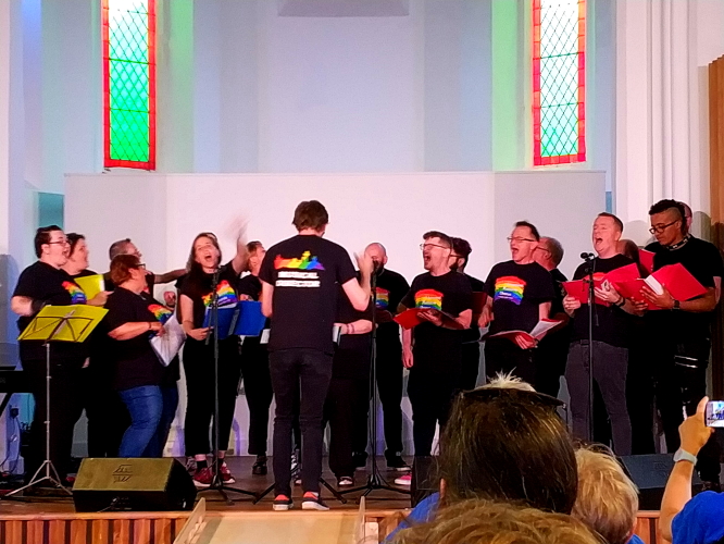 Liverpool Rainbow Choir performing in the Cornerstone